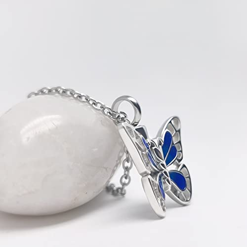Lucky Elephant Owl Cremation Jewelry Elephant Head Animal Urn Necklace for Ashes Holder for Women Ashes Keepsake Memorial Jewelry Bule Butterfly