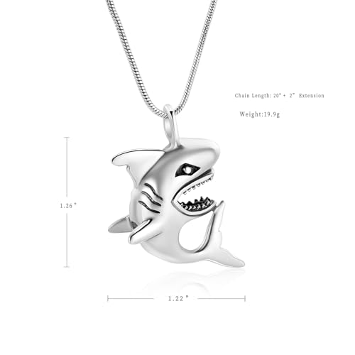 shajwo Cremation Jewelry Shark Urn Necklaces Silver