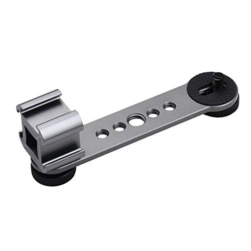 Andoer Triple Cold Shoe Mount Bracket Extension Bar with 1/4 Inch & 3/8 Inch Thread for Gimbal Stabilizer Tripod Camera Flash Light