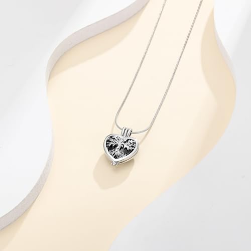 Cremation Jewelry Tree of Life Heart Urn Necklace for Human Ashes for Women Men Always in My Heart Memorial Ashes Keepsake Pendant Blue