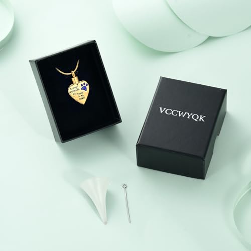 Urn Necklace for Ashes Personalized Urn Pendant Heart Necklace Pets Paw Print Keepsake Waterproof Memorial Gifts for Dogs Gold-Blue