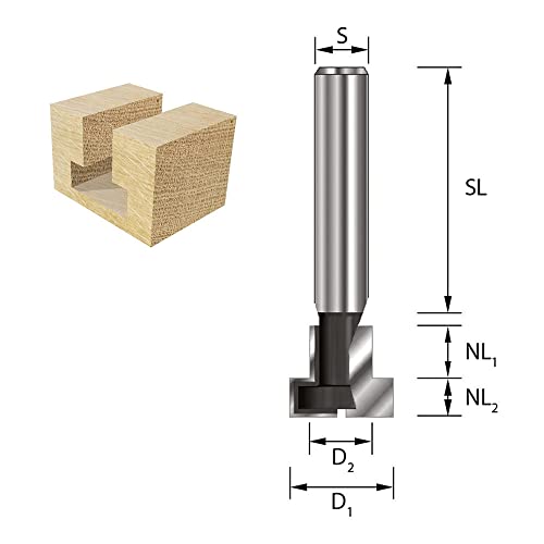 ENT 09003 3-Piece HW T-Slot Cutter Set, Optimised for M5, M6 and M8 Screws, HW (HM), Shaft (S) 8 mm - Grooves for Standard Hex Screws