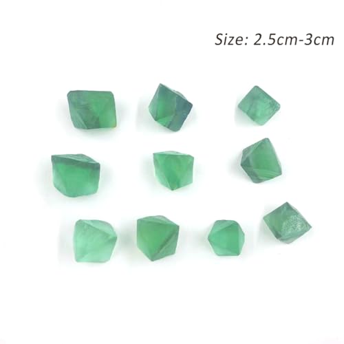 Erliway 1PC Green Fluorite Octahedron Crystal Stone for Reiki, 0.9-1.2''