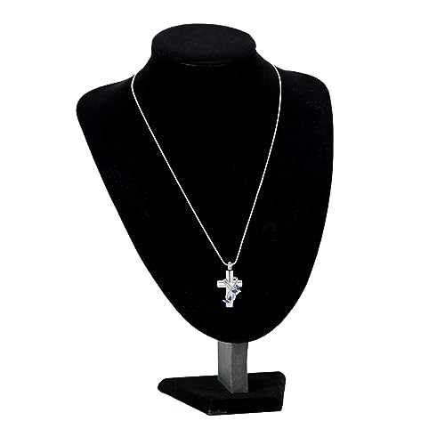 Urn Necklaces for Ashes Butterfly Cremation Jewelry for Ashes for Human Cross with Crystal Butterfly Memorial Ash Pendant Keepsake Jewelry Gifts for Loss of Loved One Silver-blue