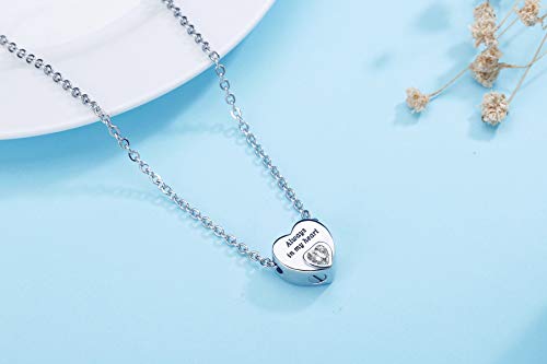 Always in My Heart Urn Necklace for Ashes Birthstone Cremation Jewelry Keepsake Holder Memorial Locket Necklace Pendant April