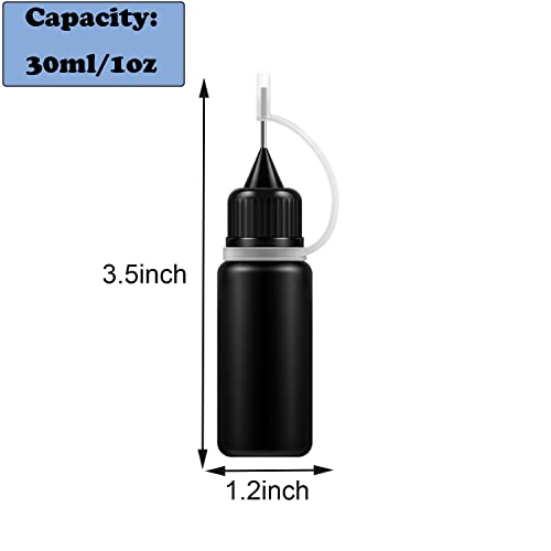 AQSXO 1-ounce black needle glue bottle adhesive dispenser accessories, 6-piece set