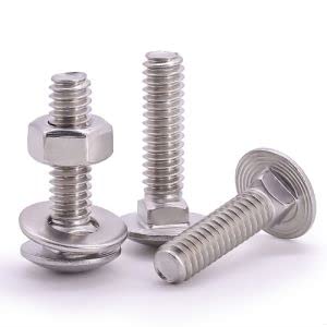 (12 Sets) 1/4"-20 x 1/2 Carriage Bolt with Hex Nuts and Flat Washers SAE, Round Head Square Neck Bolts, 304 Stainless Steel 18-8, Full Thread UNC 1/4-20 x 1/2 12