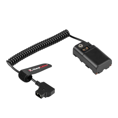 Alvin's Cables D-tap to NP-F Dummy Battery Power Cable Coiled for Atomos Ninja| SmallHD| Feelworld Monitor, with DC D-tap Port, for Sony NP-F550| F570| F770| F970 coiled cable