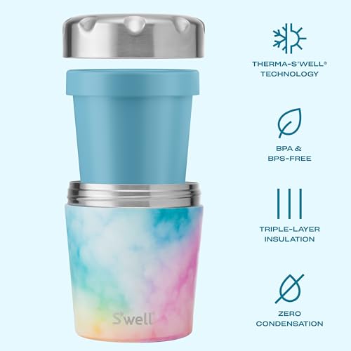 S'well Stainless Steel Ice Cream Chiller, 16oz, Candy Cloud, Triple Layered Vacuum Insulated Container Keeps Ice Cream Frozen For Up To Four Hours, BPA Free
