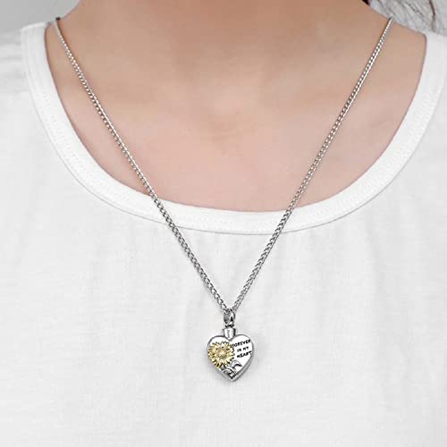 Cremation Jewelry Urn Necklace for Ashes for Women Memorial Ashes Necklace Sunflower