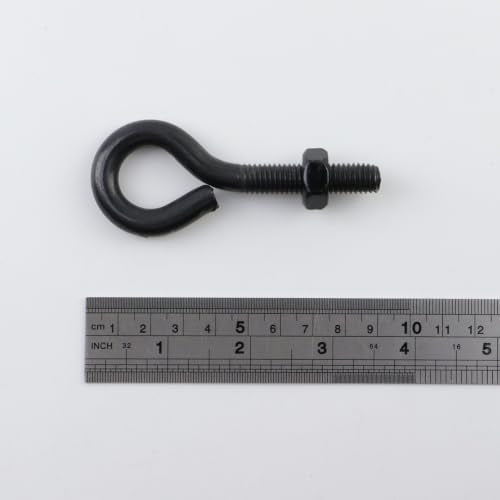 Dnyta M10x50mm black eye bolts with nuts, 6-piece set for hanging or securing cables