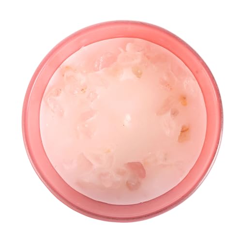 Celestial Dreams Candle: Pink Grapefruit Fragranced Sun Tarot Inspired Rose Quartz Crystal Chip Spiritual Home Decor