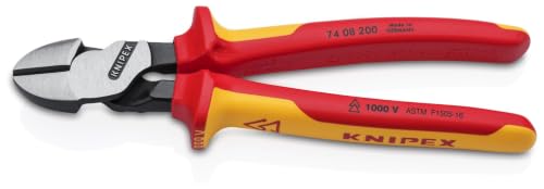 KNIPEX 74 08 200 SBA insulated high-leverage diagonal cutters, 8-inch side-cutting pliers