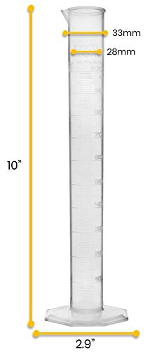 EISCO 12PK Graduated Cylinders, 100mL - Class B Tolerance - Octagonal Base - Polypropylene Plastic - Industrial Quality, Autoclavable