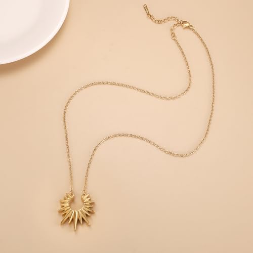 Sunburst Urn Necklace For Ashes For Women Dainty Celestial Boho Stainless Steel Sun Cremation Jewelry Keepsake Memorial Pendant Gold