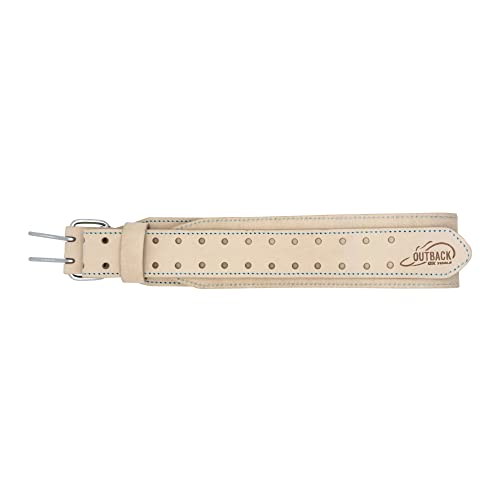 OX Pro white leather tool belt, 3-inch wide, adjustable size 34–44 inches