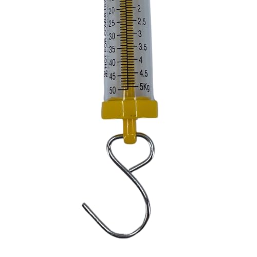 Newton Force Meter Spring Scale - Max Capacity 50N, 5Kg, Dual Scale Labeled - Eisco Labs 1.3 inches x 9.5 inches x 1 inches