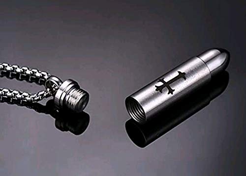 Bullet Urn Necklace for Ashes Celtic Cross Keepsake Cremation Memorial Pendant Jewelry Dad