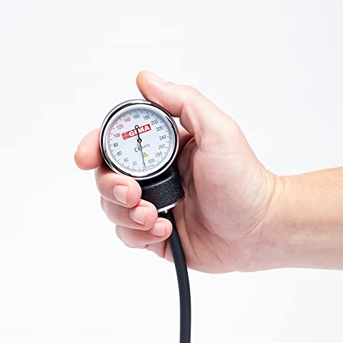GIMA YTON Classic Aneroid Sphygmomanometer with Stethoscope, Nylon Strap with Fastening, Latex Free, Manual Adjustment, Bulb with Chrome Valve