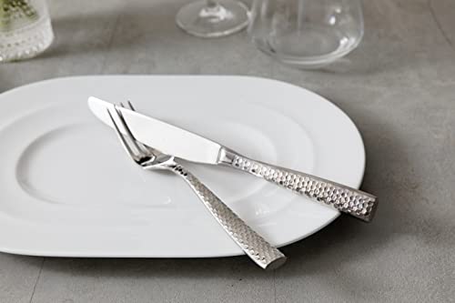FORTESSA Lucca 18/10 Stainless Steel Flatware, 5 Piece Place Setting With Table Knives, Forks and Spoons (Service For 1), Dishwasher Safe, Polished Lucca Faceted 5-Piece Place Setting