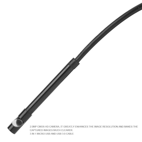 USB Endoscope, 5.5mm Lens, 2.0MP Camera with 6 LED Lights, 5M Cable, IP67 Waterproof, for and | Inspektionskamera 2MP, 5m Kabel, 6 LED