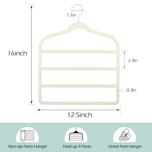 Velvet Pant Clothes Hanger Space Saving Non Slip Hanger Jean Slack Hangers Beige 5