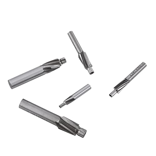 5 Pieces Countersink End Mill HSS-AL M3 M4 M5 M6 M8 4 Countersink Flutes Countersink End Mill Slot Drill Bit for Milling Copper, Aluminium, Steel, Cast Iron
