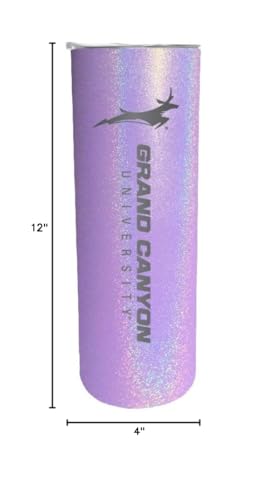 Grand Canyon University Lopes 20 oz Insulated Stainless Steel Skinny Tumbler Rainbow Glitter Purple Officially Licensed Collegiate Product