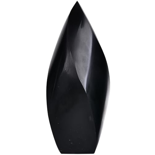 JIC Gem Black Obsidian Spiral 4 Sides Crystal Obelisk Tower 1.1-1.7 Lbs