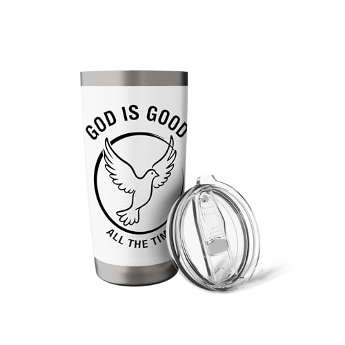 God is Good All The Time Religious Christian Gift Men Women Stainless Steel Insulated Tumbler White 567 g