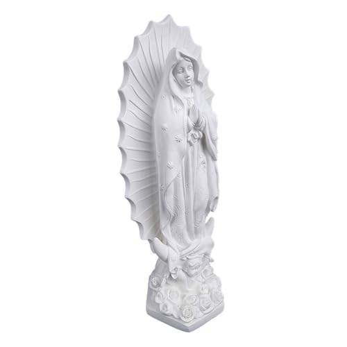 Our Lady of Guadalupe Statue, White Virgen de Guadalupe Statues, Small Mexico Virgin Mary Figurine, Virgencita Maria Estatua Resin Catholic Religious Decor 7 Inch 7 inches