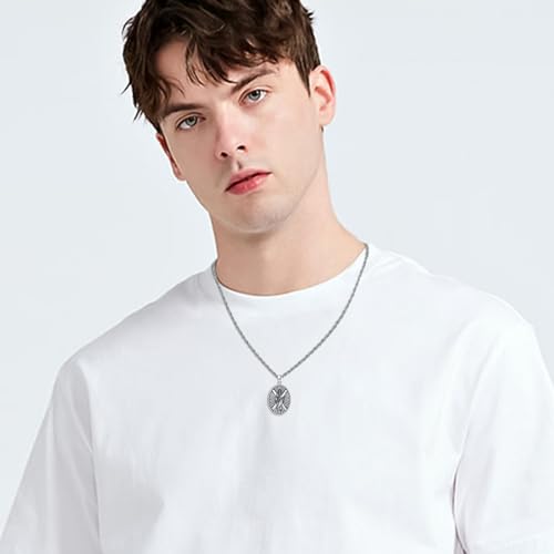 925 Sterling Silver Saint Andrew Necklace St Andrew Oval Medal Pendant Religious Jewellery Catholic Gifts for Men Women