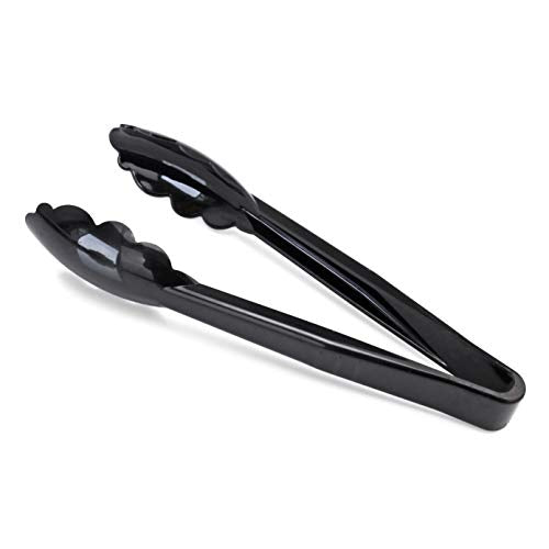 New Star Foodservice 35636 Utility Tong, High Heat Plastic, Scalloped, 9 inch, Set of 12, Black Black (Set of 12)