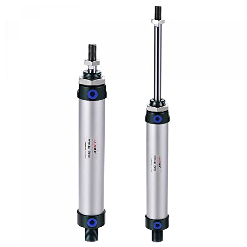 sourcing map Pneumatic Air Cylinder Double Action MAL25X100 25mm Bore 100mm Stroke with Y Connector and 4Pcs Quick Fitting Set 25X100 mm