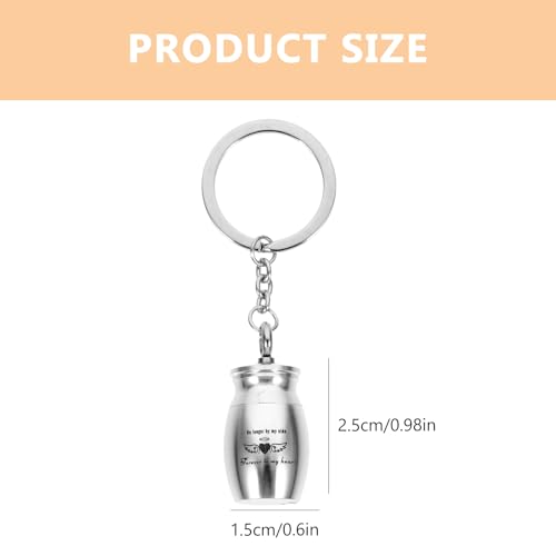 Pet Urn Keychain Mini Urn Container Pendant for Ashes Screw Lid Ash Keepsake Key Ring Lightweight Memorial Ornament for Pet Hair or Ashes Pocket Carry Gift Silver 1.5X1.5X2.5CM