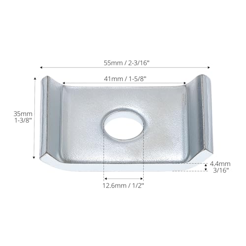 QWORK square strut channel washers, 1/2-inch bolt saddle plates, electrogalvanized low-carbon steel, 10-pack