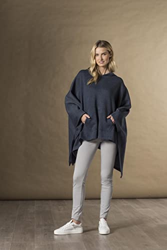 MV Sport Women's Sweatshirt Blanket Poncho Hoodie/Cozy Fleece Pullover Ponchos/Warm Hooded Cape for Women One Size Navy Heather