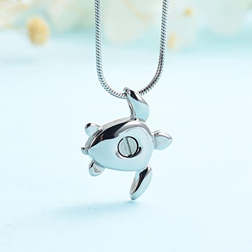 shajwo Sea Turtle Cremation Urn Necklaces for Ashes 1-Silver