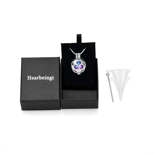 Hearbeingt Hollow Soccer Urn Necklaces for Ashes Football Cremation Jewelry Colorful