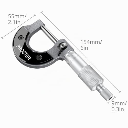 Proster Outside Micrometer Set Outside Micrometer Set 0-150mm Precise External Micrometer Set Mechanical with Ratchet, 0.01mm Accuracy, Carbide Measuring Surfaces (1) 1