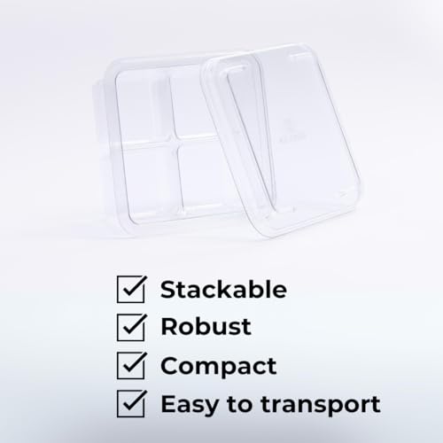 Klaris 2" Cube Storage Containers (5 pk) - Craft Ice Storage with Lids | Stackable, Compact and Robust for Freezer | Keeps Ice Fresh & Clear | Compatible with any 2" Cubes & Spheres