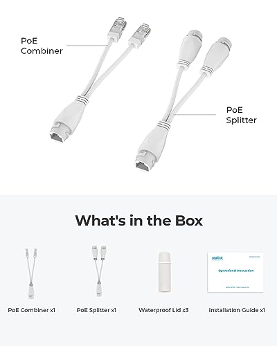 REOLINK RLA-POECS1, Waterproof PoE Combiner & Splitter, Supports up to 300ft Cables, Truly Plug & Play. Perfectly Designed for Use PoE Cameras. Run Two Cameras on One Single Cable (Pack of 2) Small (Pack of 2)