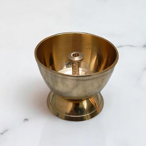 Brass Akhand Diya 2 Inch 80g – Traditional Oil Lamp for Puja, Aarti & Temple Use, Long Burning Jyot, Hindu Religious Diya for Home Mandir, Festival Decor & Spiritual Lighting