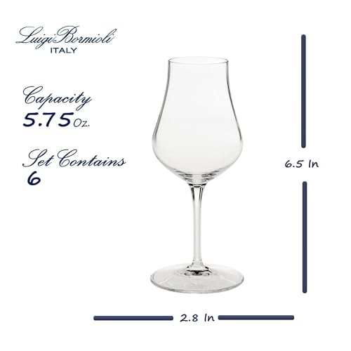 Luigi Bormioli Vinoteque Snifter Wine Glasses, 5.75 Oz - Clear, Set of 6 6 Count (Pack of 1)