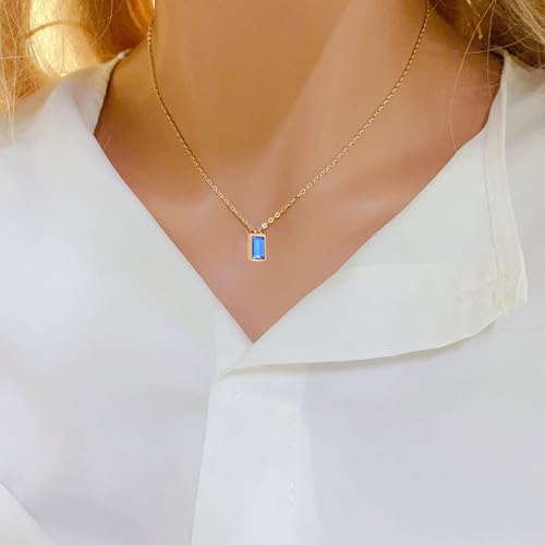 Mini Cube Urn Necklaces Cremation Jewelry for Ashes for Women Men Cremate Urn Locket for Human Ashes Holder Memorial Jewelry with Crystal Front Gold Blue