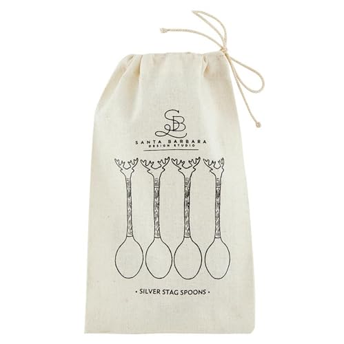 Santa Barbara Design Studio Stag Stainless Steel & Brass Serving Utensils Charcuterie Essentials, Set of 4, Silver Spoons Gold Bees