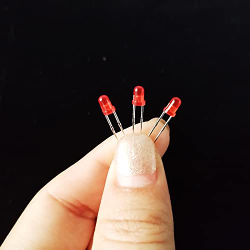 Pack of 120 3 mm LED Light Emitting Diodes, 2 Pin LED Diodes (Red, Pack of 120) | Extra bright 3 mm LED assortment kits, diffuse diodes set for science projects, DIY projects 3 mm, 120 pieces, red