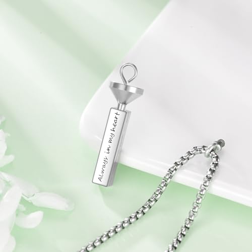 VONALA 925 Sterling Silver Square Sunflower Dragonfly Urn Necklace for Ashes Memorial Jewelry with Always in My Heart Engraving for Women