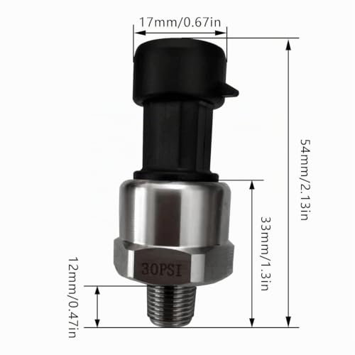 Pressure Transmitter Pressure Sensor, 0.5-4.5V 1/8NPT Sensor Transducer Pressure with Cable, Stainless Steel Pressure Sensor for Oil, Fuel, Air, Gas, Water, Gas Tank, Diesel Tank (30 PSI) 30 PSI