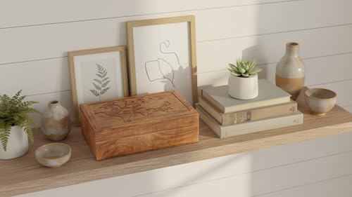 Handmade Wooden Jewelry & Keepsake Box, Decorative Storage Box, 8 x 5 Inch Antique Finish